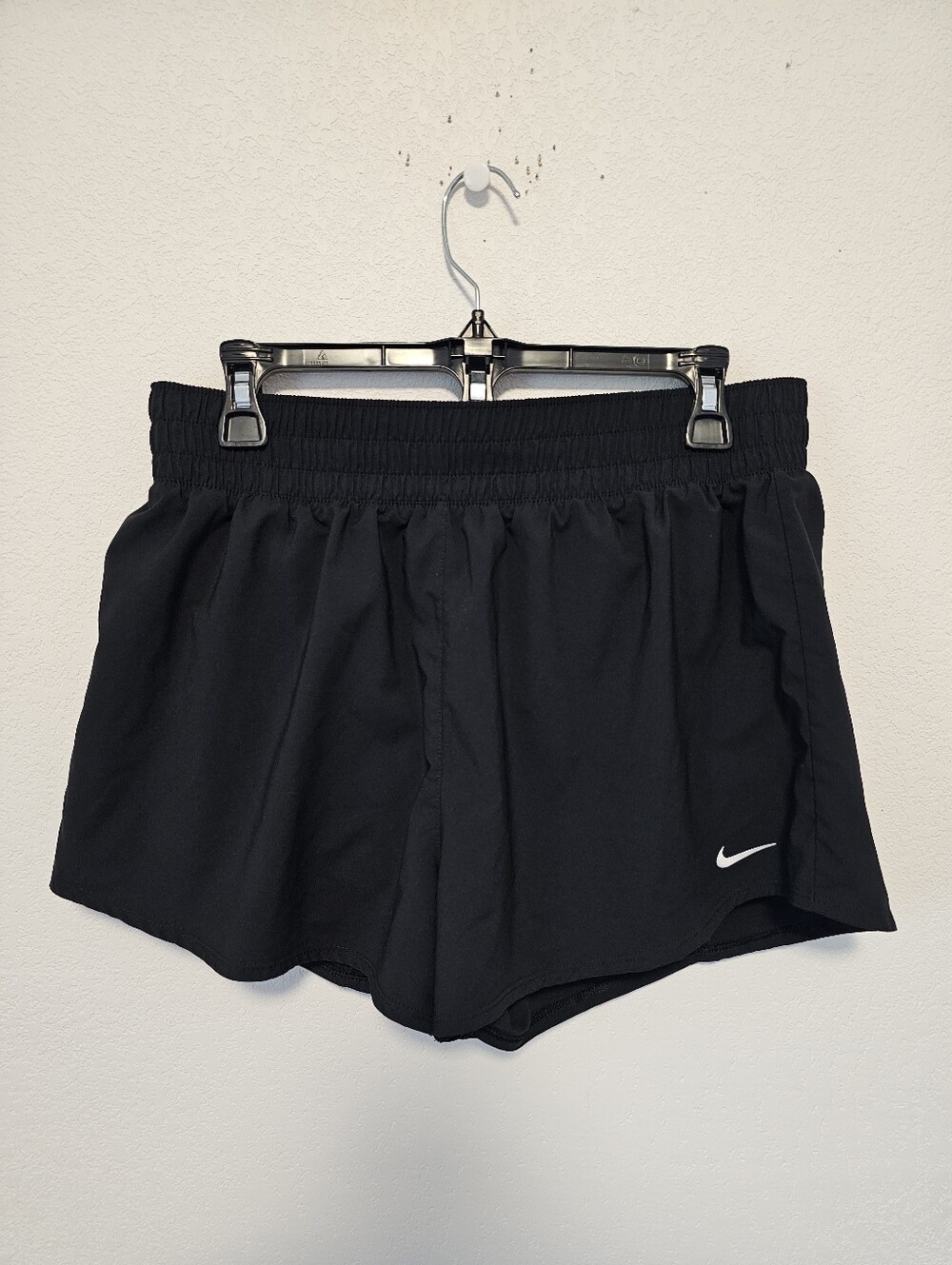 Nike Black Women’s Dri-Fit Running Shorts with White Swoosh Size Large - Picture 4 of 6
